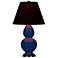 Double Gourd 22.75"H Cobalt And Bronze Lamp w/ Ink And Rose Shade