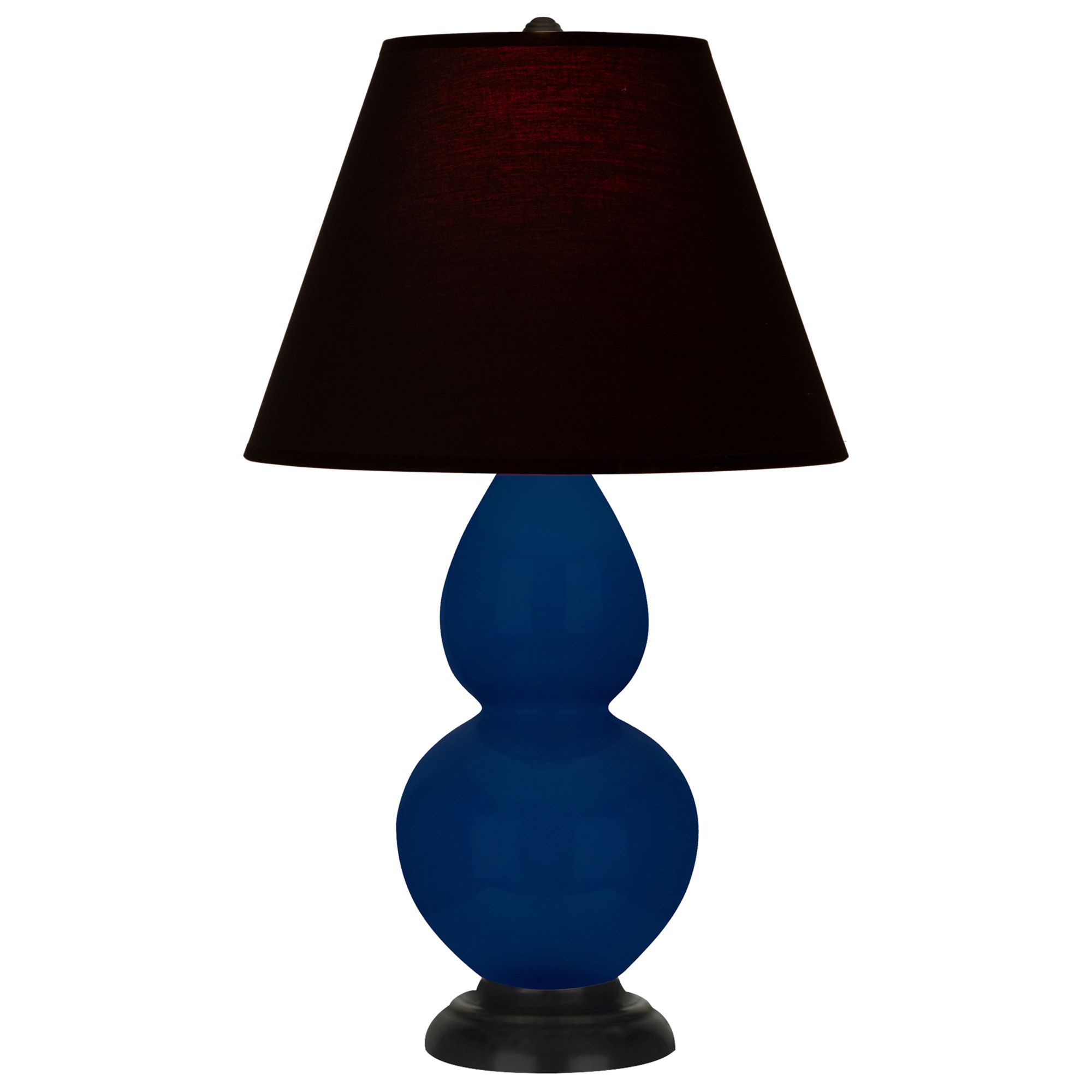 Image 2 Double Gourd 22.75"H Cobalt And Bronze Lamp w/ Ink And Rose Shade more views