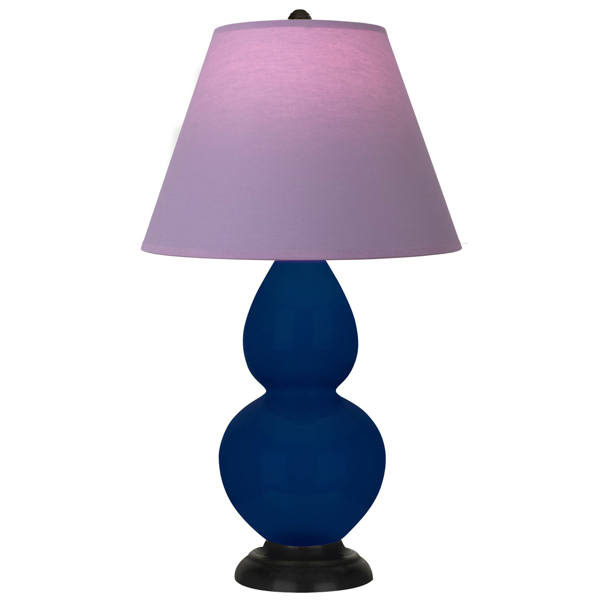 Image 2 Double Gourd 22.75"H Cobalt And Bronze Lamp w/ Lavender And Plum Shade more views