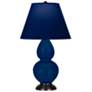 Double Gourd 22.75"H Cobalt And Bronze Lamp w/ Navy And Gray Shade