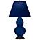 Double Gourd 22.75"H Cobalt And Bronze Lamp w/ Navy And Gray Shade