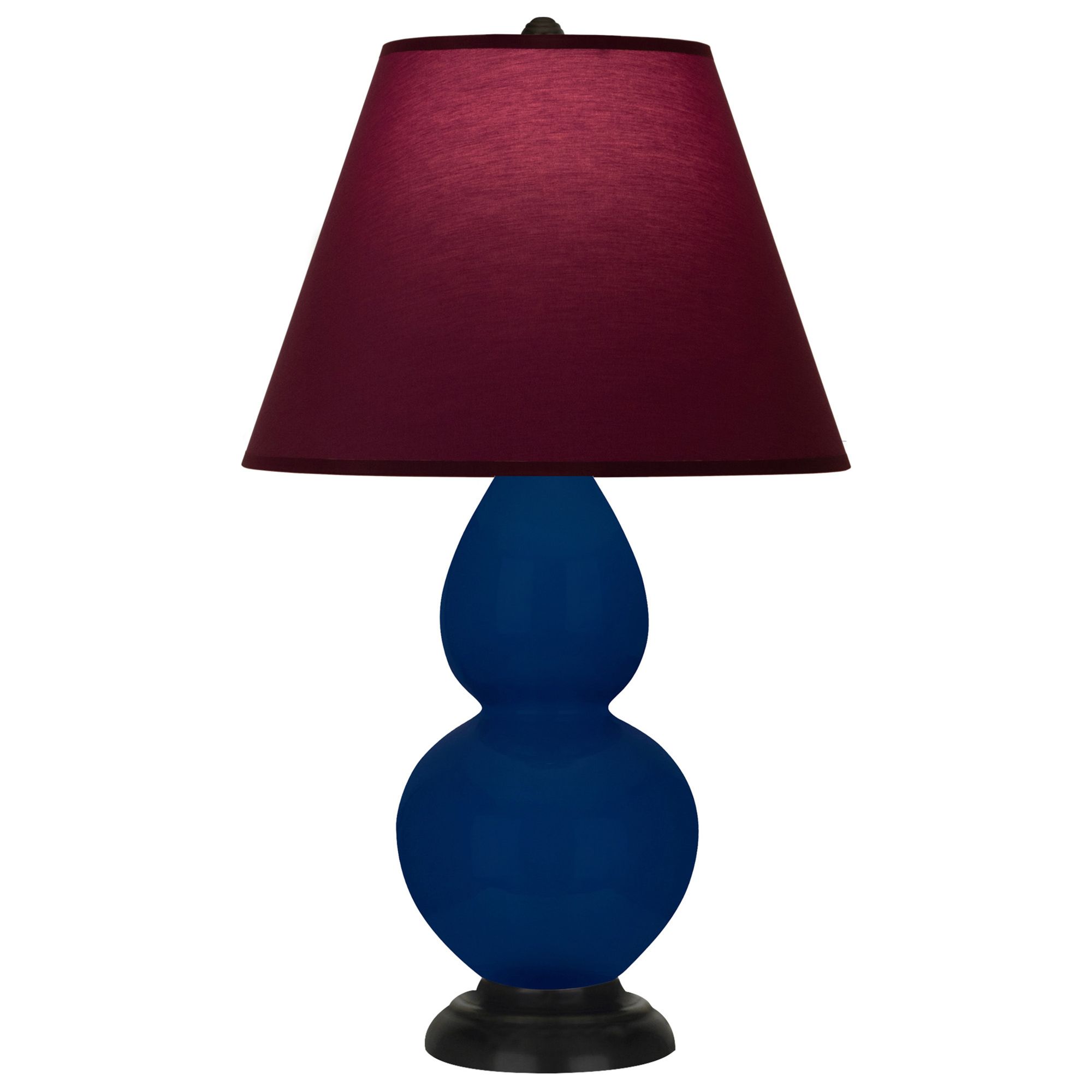 Image 2 Double Gourd 22.75"H Cobalt And Bronze Lamp w/ Plum And Lavender Shade more views