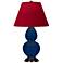 Double Gourd 22.75"H Cobalt And Bronze Lamp w/ Rose And Ink Shade