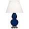Double Gourd 22.75"H Cobalt And Silver Accent Lamp w/ Pearl Shade