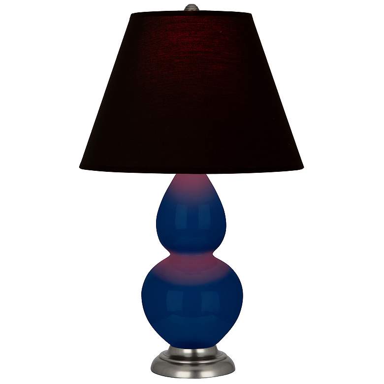 Image 1 Double Gourd 22.75"H Cobalt And Silver Lamp w/ Ink And Rose Shade
