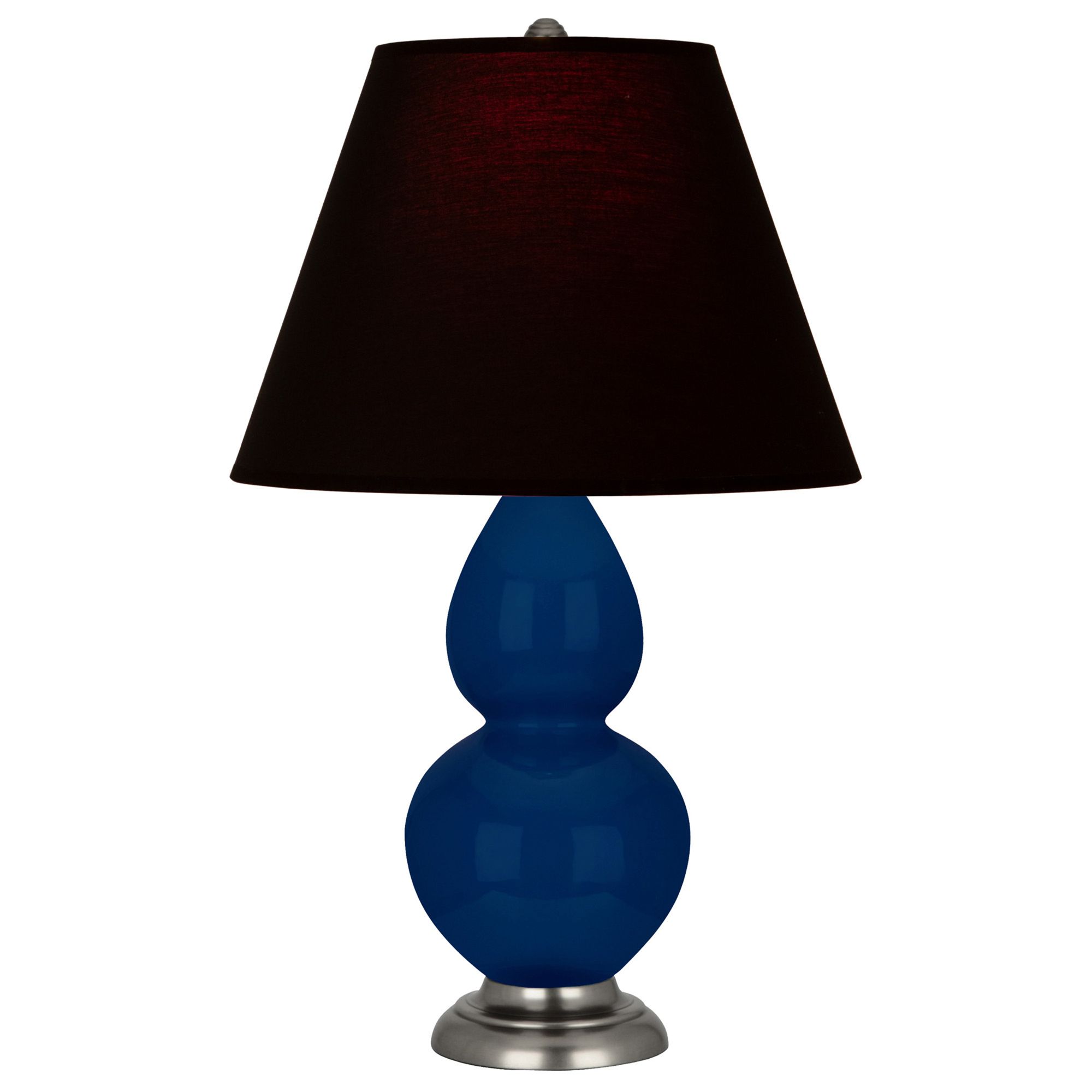 Image 2 Double Gourd 22.75"H Cobalt And Silver Lamp w/ Ink And Rose Shade more views