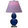 Double Gourd 22.75"H Cobalt And Silver Lamp w/ Lavender And Plum Shade