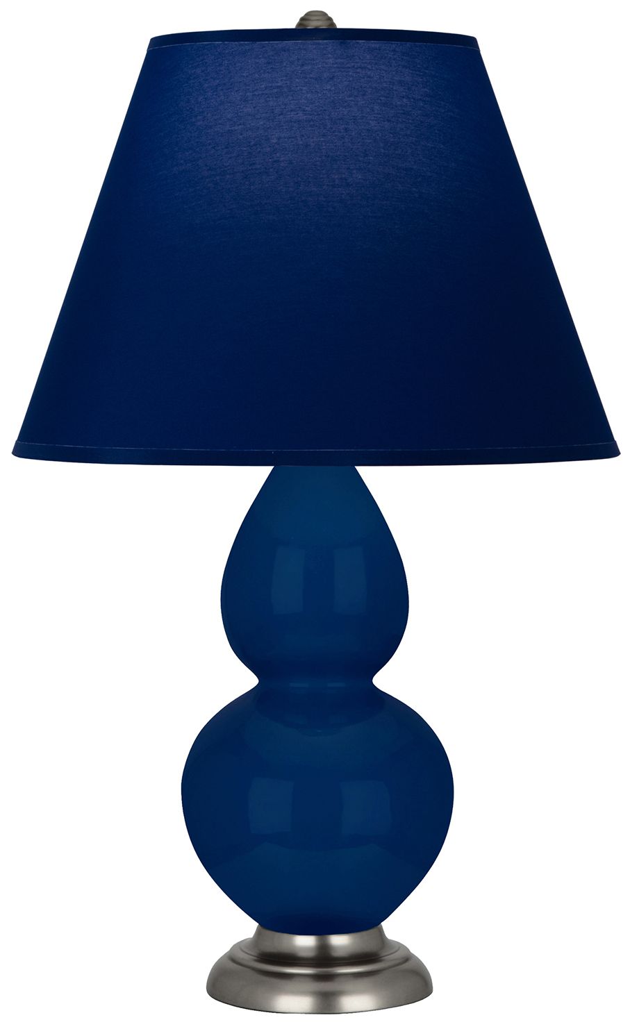 Double Gourd 22.75"H Cobalt And Silver Lamp w/ Navy And Gray Made to Order