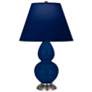 Double Gourd 22.75"H Cobalt And Silver Lamp w/ Navy And Gray Shade