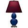 Double Gourd 22.75"H Cobalt And Silver Lamp w/ Plum And Lavender Shade