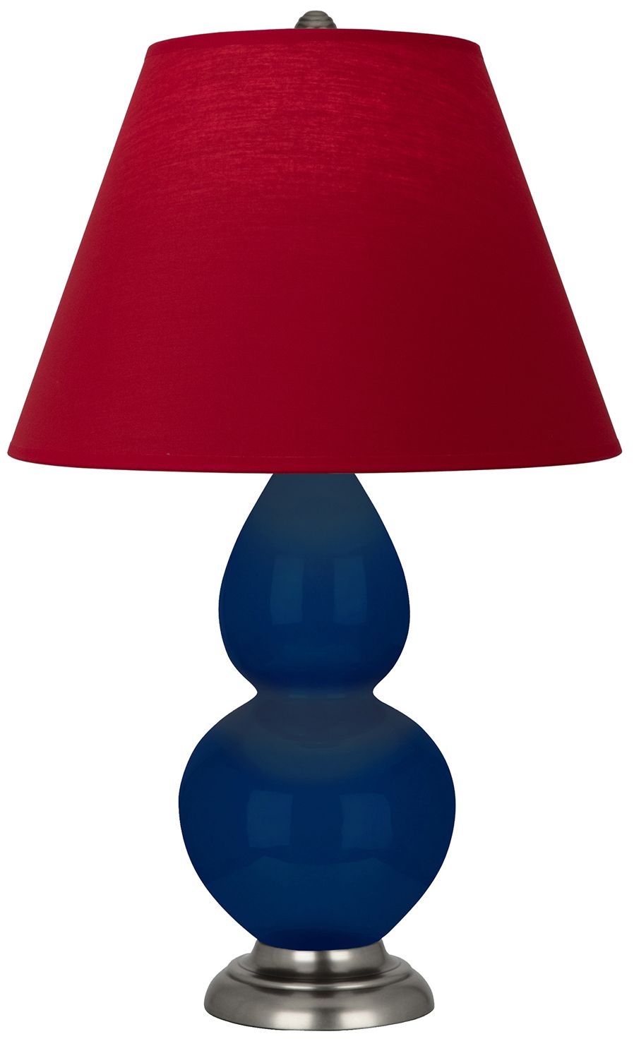 Double Gourd 22.75"H Cobalt And Silver Lamp w/ Rose And Ink Made to Order