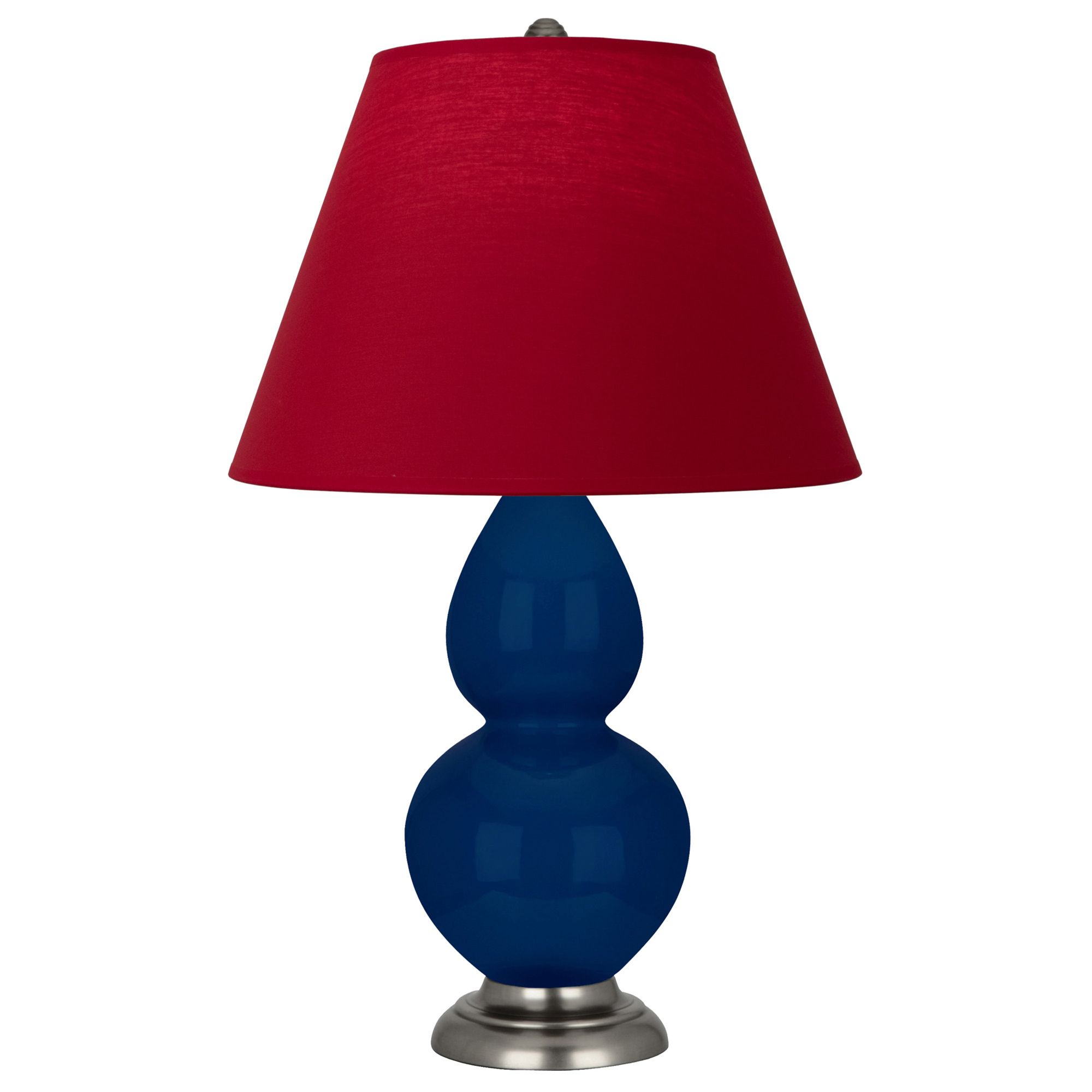 Image 2 Double Gourd 22.75"H Cobalt And Silver Lamp w/ Rose And Ink Made to Order more views