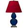 Double Gourd 22.75"H Cobalt And Silver Lamp w/ Rose And Ink Shade