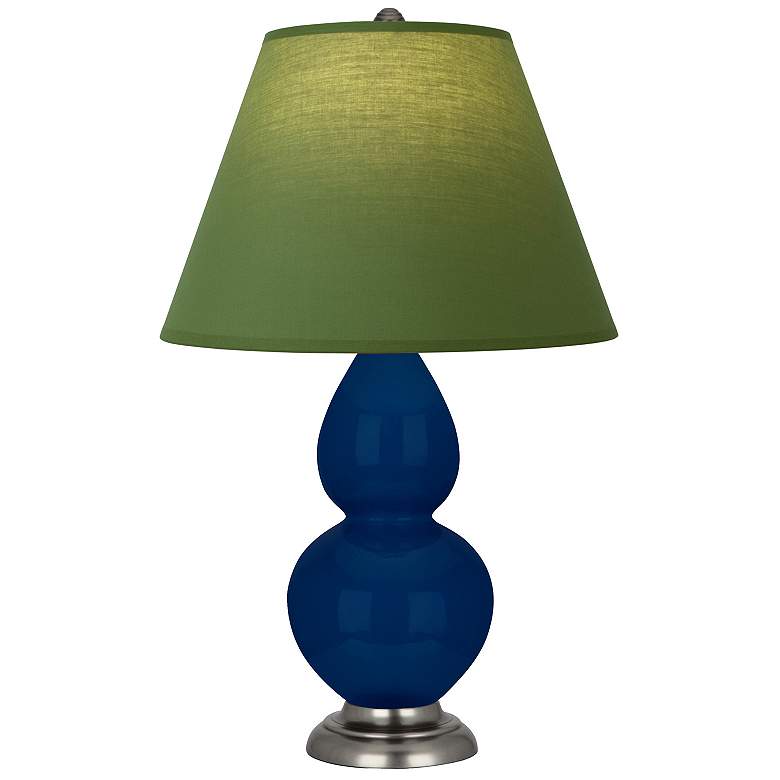Image 1 Double Gourd 22.75"H Cobalt And Silver Lamp w/ Tea And Taupe Shade