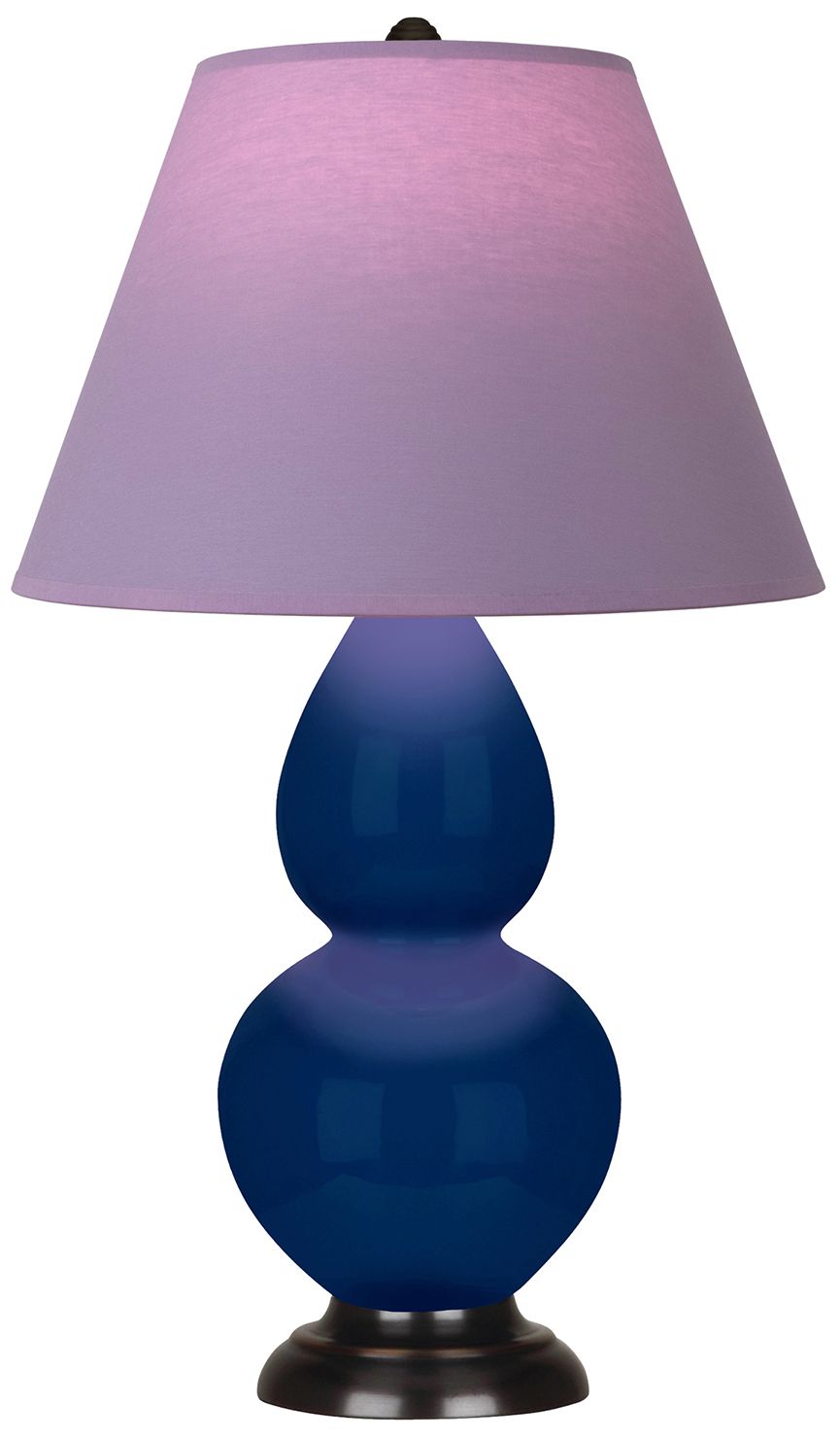 Double Gourd 22.75"H Cobalt & Bronze Lamp w/ Lavender & Plum Made to Order