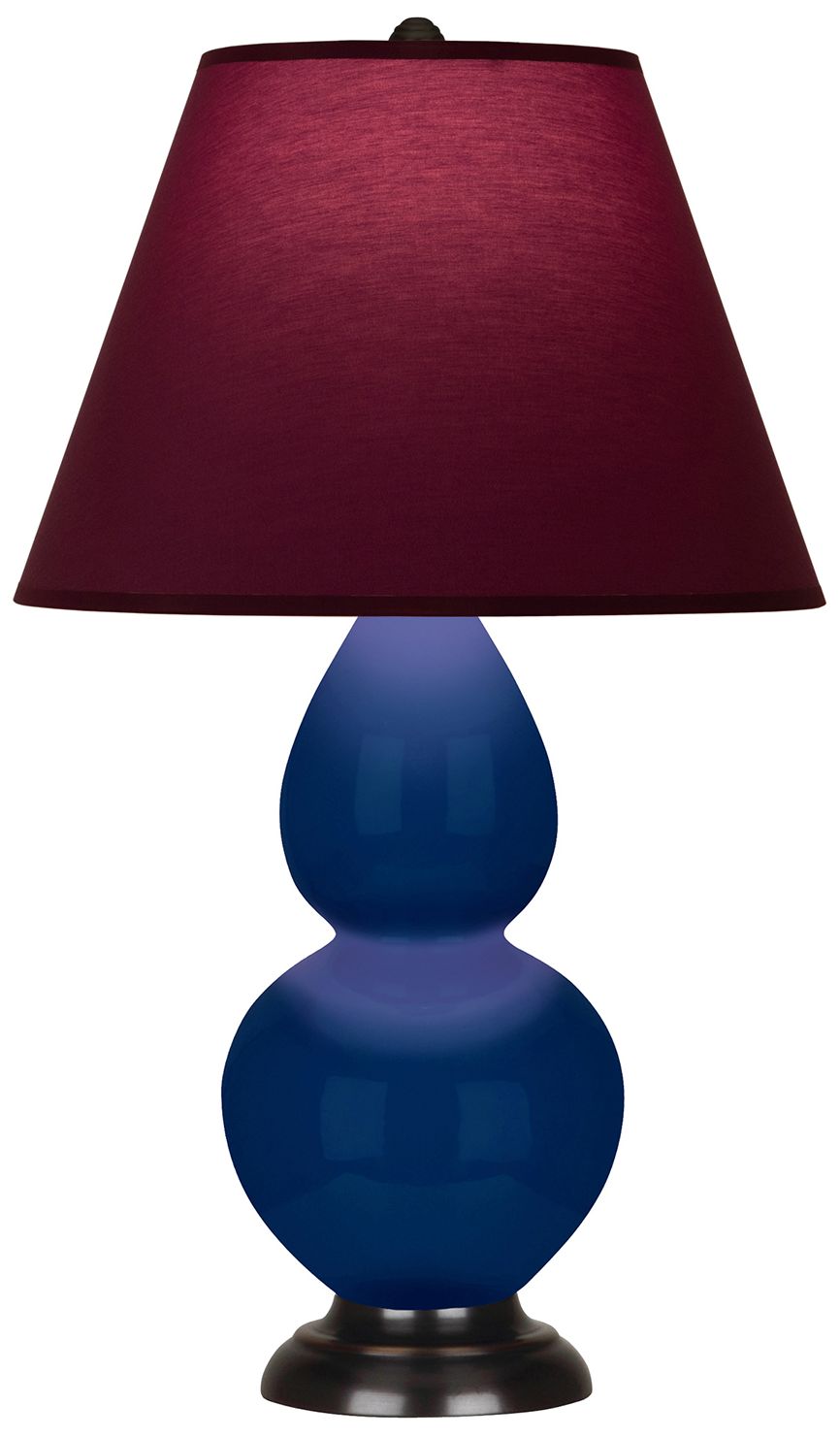 Double Gourd 22.75"H Cobalt & Bronze Lamp w/ Plum & Lavender Made to Order