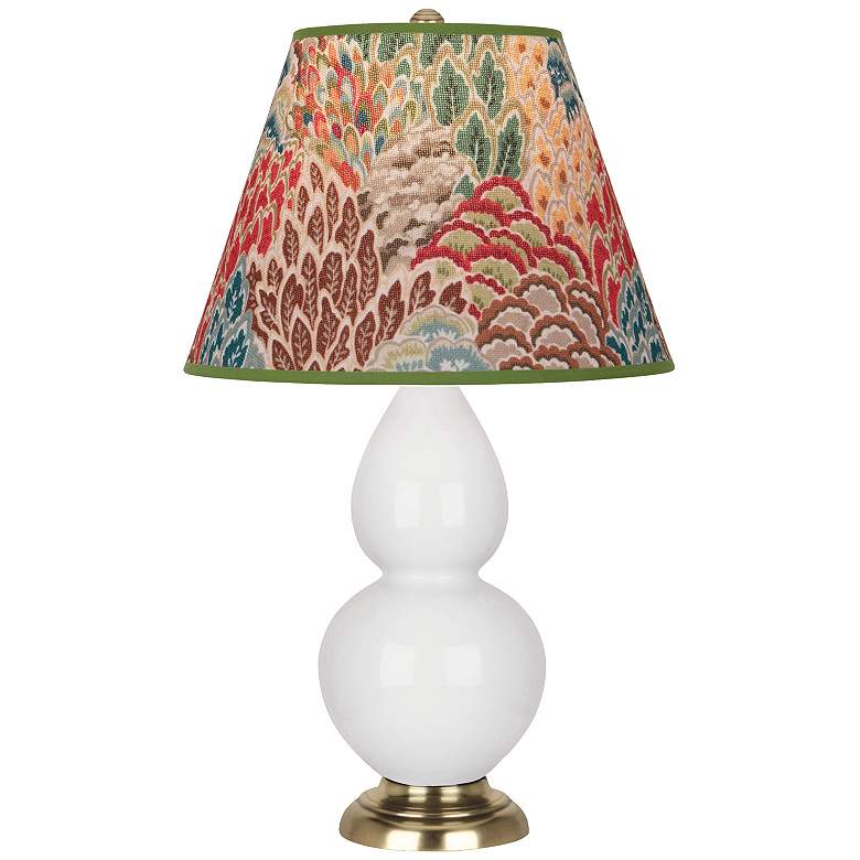 Image 1 Double Gourd 22.75"H Daisy And Brass Accent Lamp w/ Fall Floral Shade