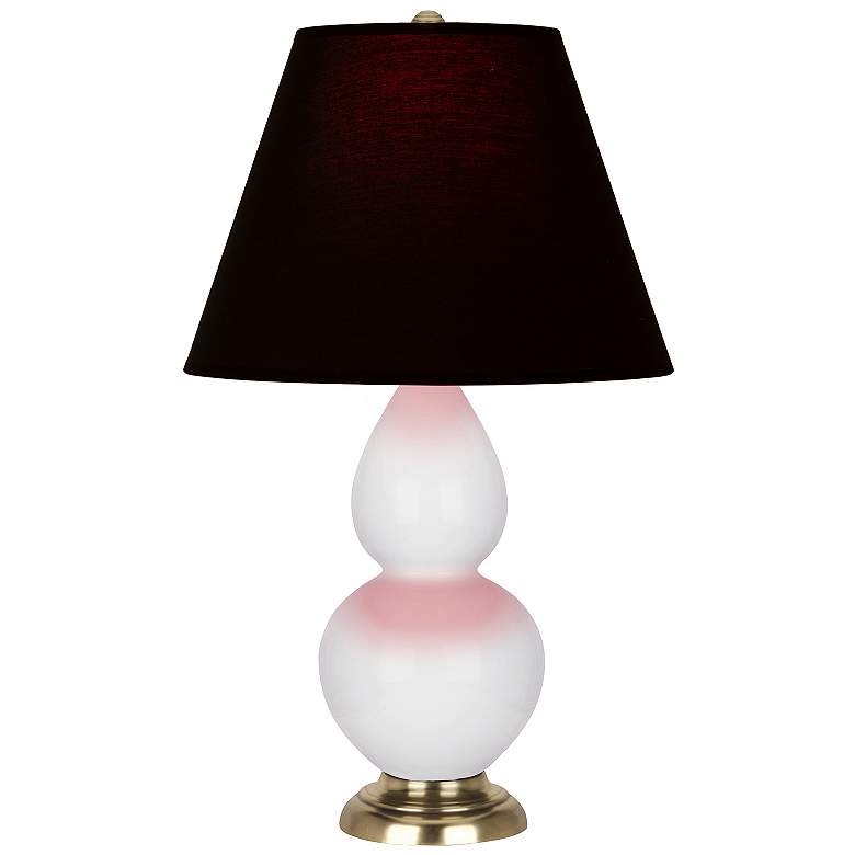 Image 1 Double Gourd 22.75"H Daisy And Brass Accent Lamp w/ Ink And Rose Shade