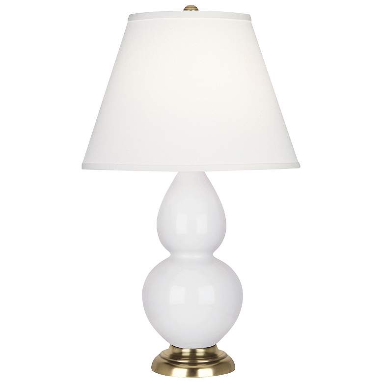 Image 1 Double Gourd 22.75"H Daisy And Brass Accent Lamp w/ Pearl Shade