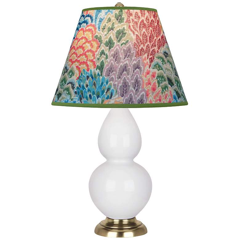 Image 1 Double Gourd 22.75"H Daisy And Brass Accent Lamp w/ Spring Shade
