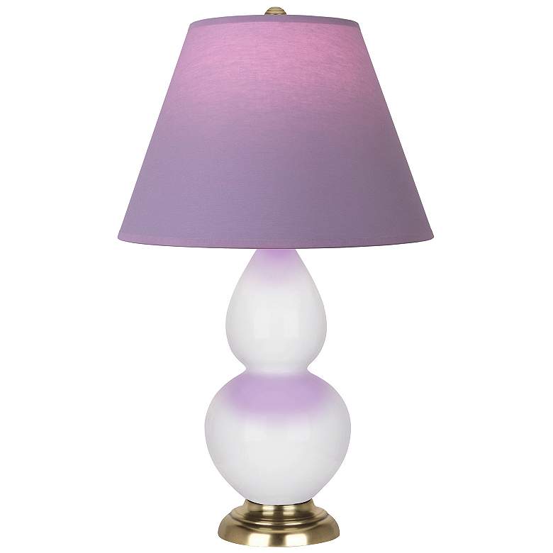 Image 1 Double Gourd 22.75"H Daisy And Brass Lamp w/ Lavender And Plum Shade