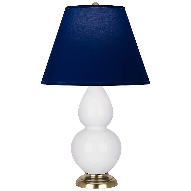 Image 1 Double Gourd 22.75"H Daisy And Brass Lamp w/ Navy And Gray Shade