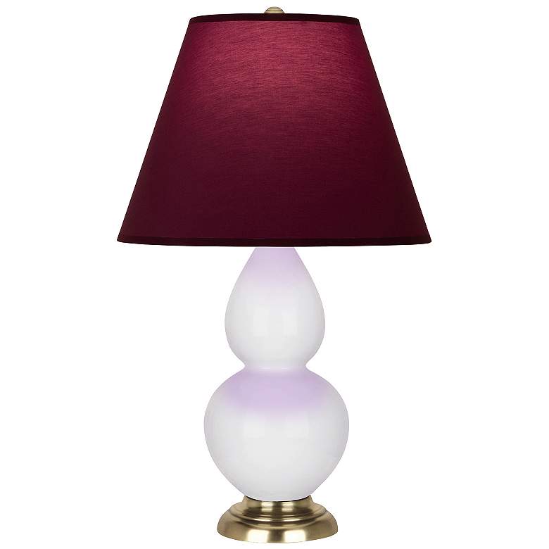 Image 1 Double Gourd 22.75"H Daisy And Brass Lamp w/ Plum And Lavender Shade