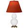 Double Gourd 22.75"H Daisy And Brass Lamp w/ Tangerine And Taupe Shade