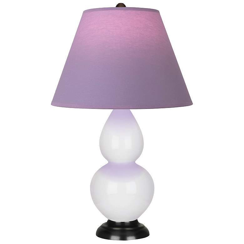 Image 1 Double Gourd 22.75"H Daisy And Bronze Lamp w/ Lavender And Plum Shade