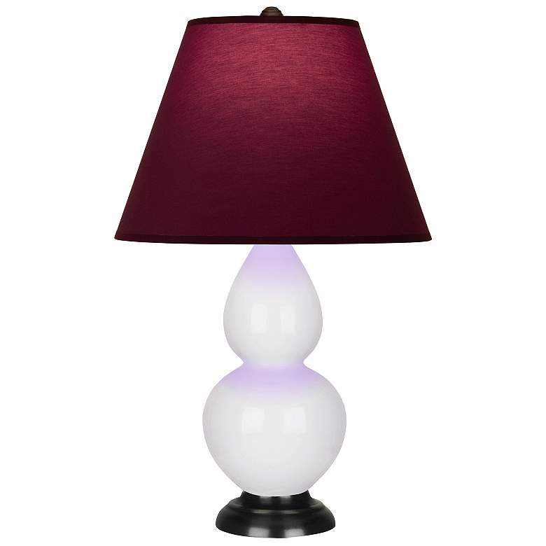 Image 1 Double Gourd 22.75"H Daisy And Bronze Lamp w/ Plum And Lavender Shade