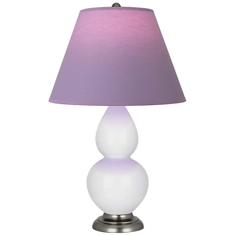 Image 1 Double Gourd 22.75"H Daisy And Silver Lamp w/ Lavender And Plum Shade