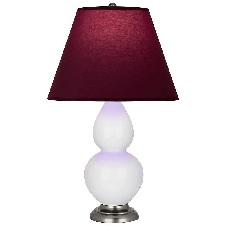 Image 1 Double Gourd 22.75"H Daisy And Silver Lamp w/ Plum And Lavender Shade