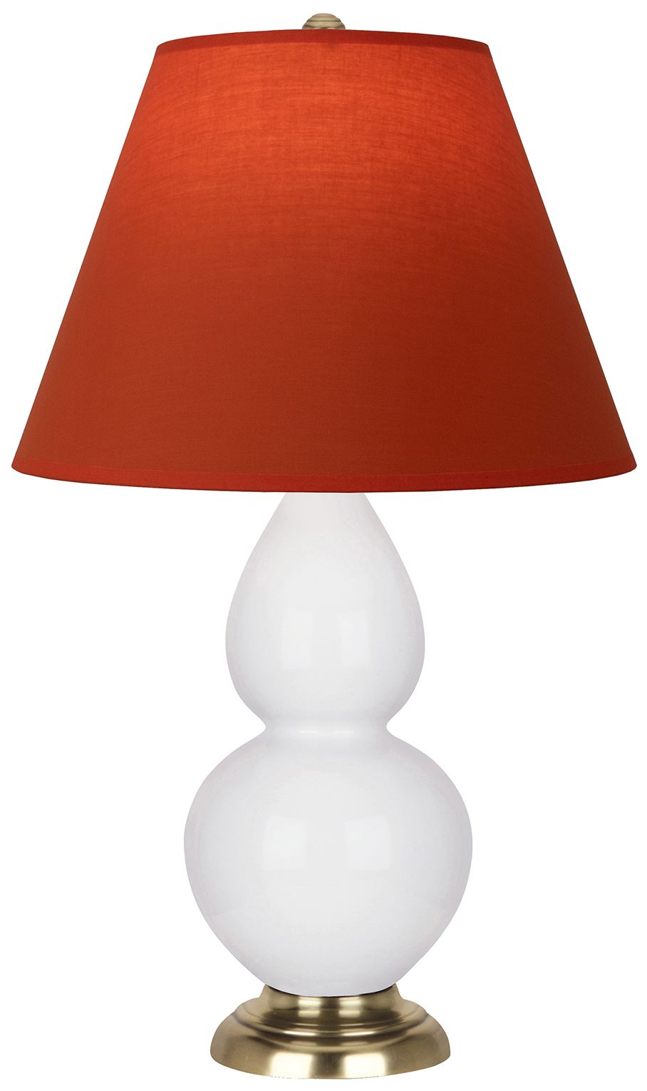 Double Gourd 22.75"H Daisy & Brass Lamp w/ Tangerine & Taupe Made to Order