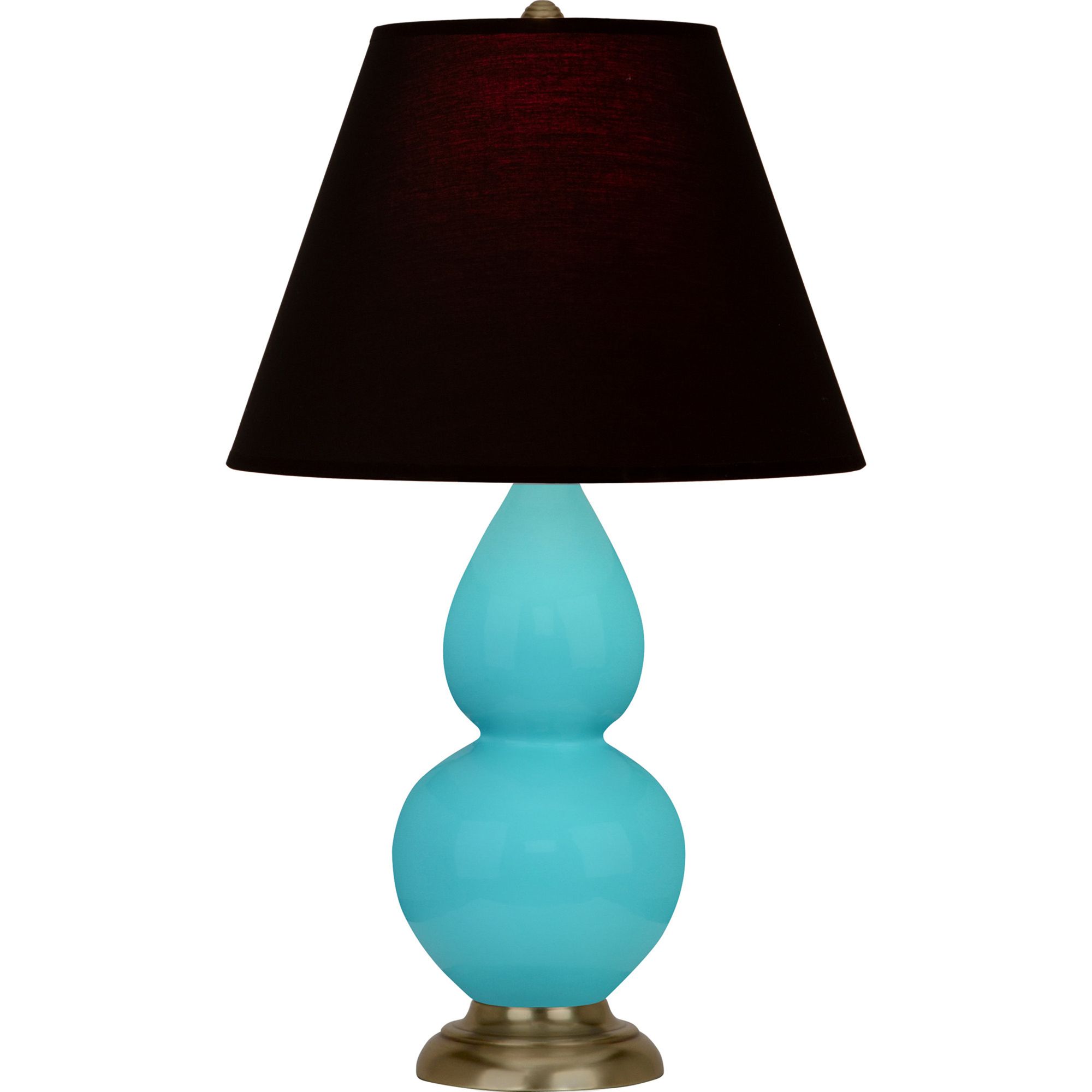 Image 2 Double Gourd 22.75"H Egg Blue And Brass Accent Lamp w/ Ink Black Shade more views