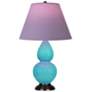 Double Gourd 22.75"H Egg Blue And Bronze Accent Lamp w/ Lavender Shade