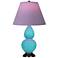 Double Gourd 22.75"H Egg Blue And Bronze Accent Lamp w/ Lavender Shade