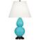 Double Gourd 22.75"H Egg Blue And Bronze Accent Lamp w/ Pearl Shade