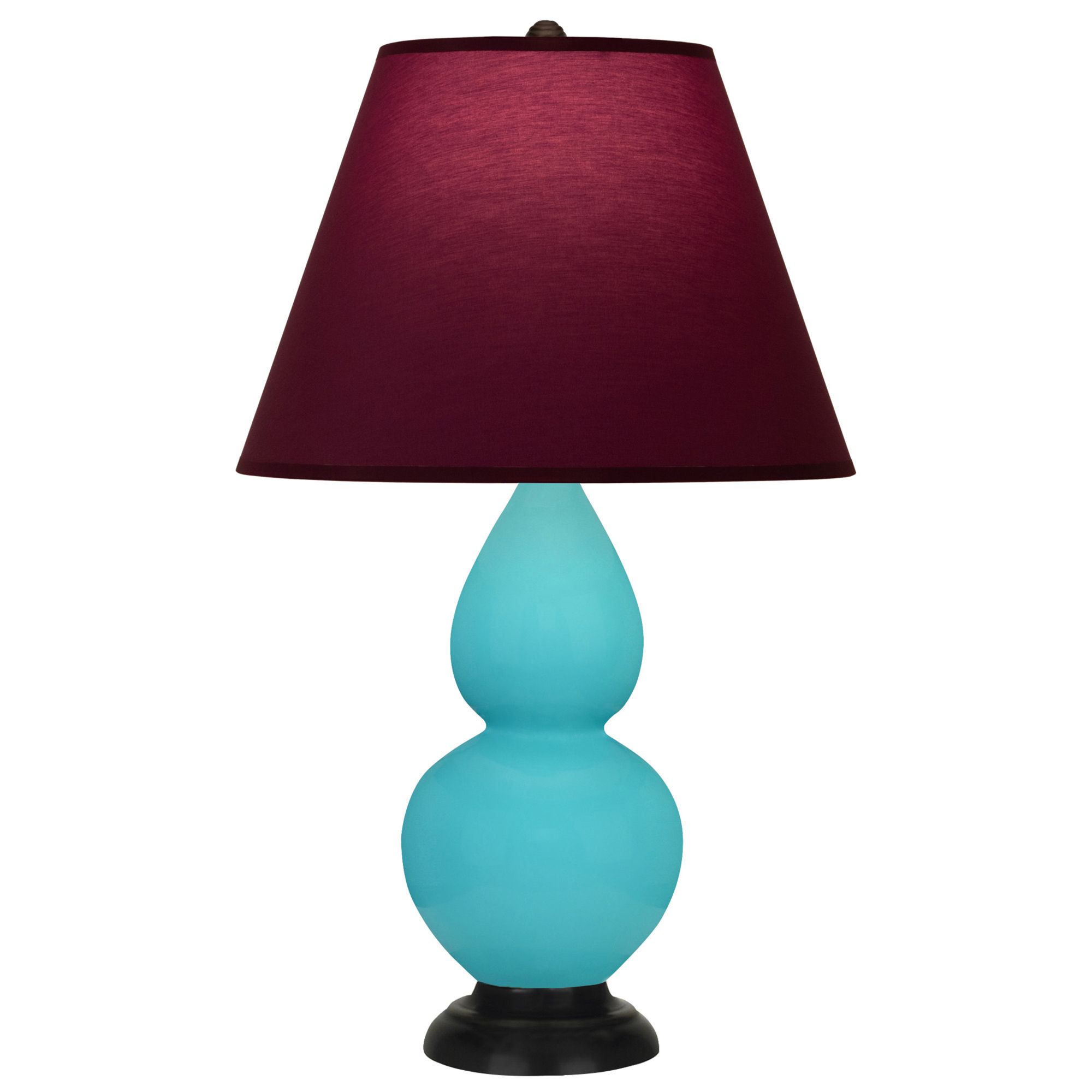 Image 2 Double Gourd 22.75"H Egg Blue And Bronze Accent Lamp w/ Plum Shade more views