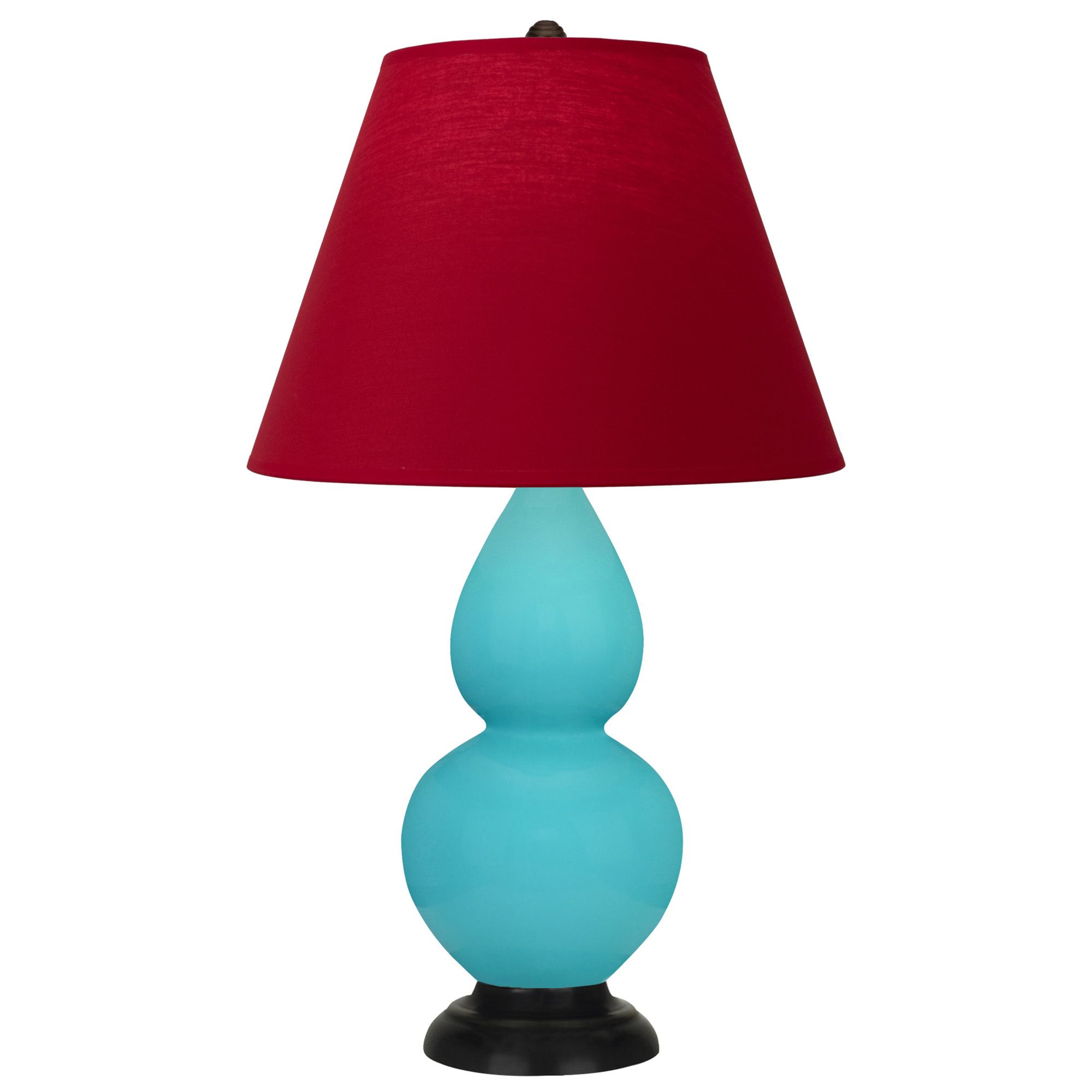 Image 2 Double Gourd 22.75"H Egg Blue And Bronze Accent Lamp w/ Rose Red Shade more views