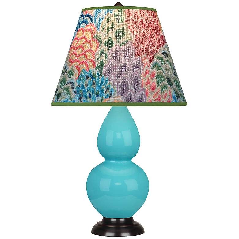 Image 1 Double Gourd 22.75"H Egg Blue And Bronze Accent Lamp w/ Spring Shade