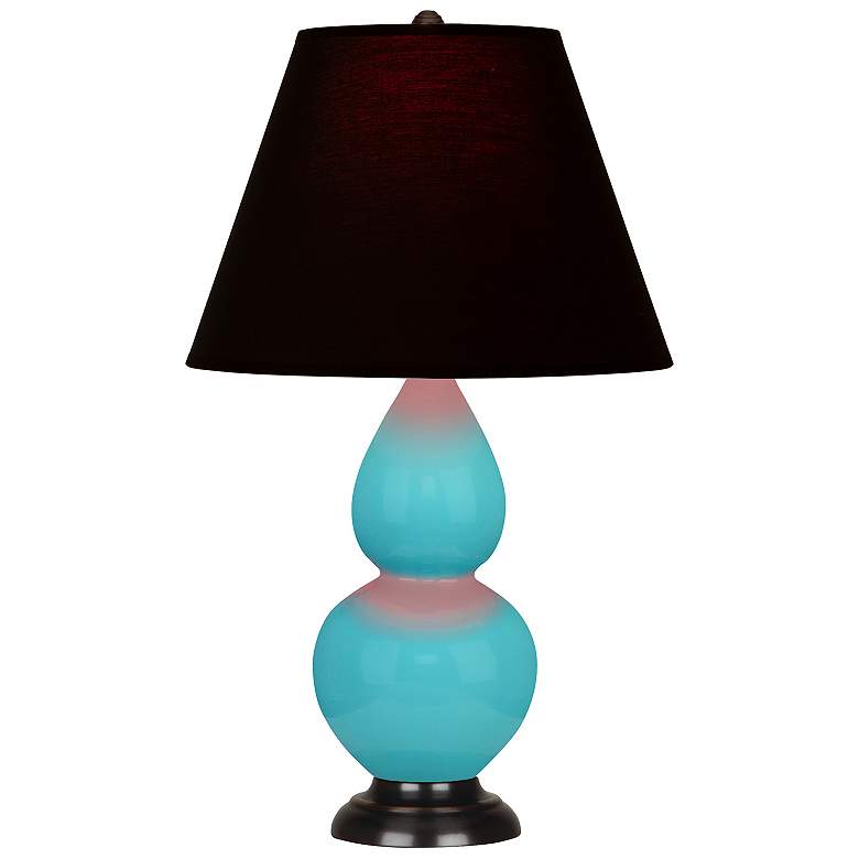 Image 1 Double Gourd 22.75"H Egg Blue And Bronze Lamp w/ Ink Black Shade