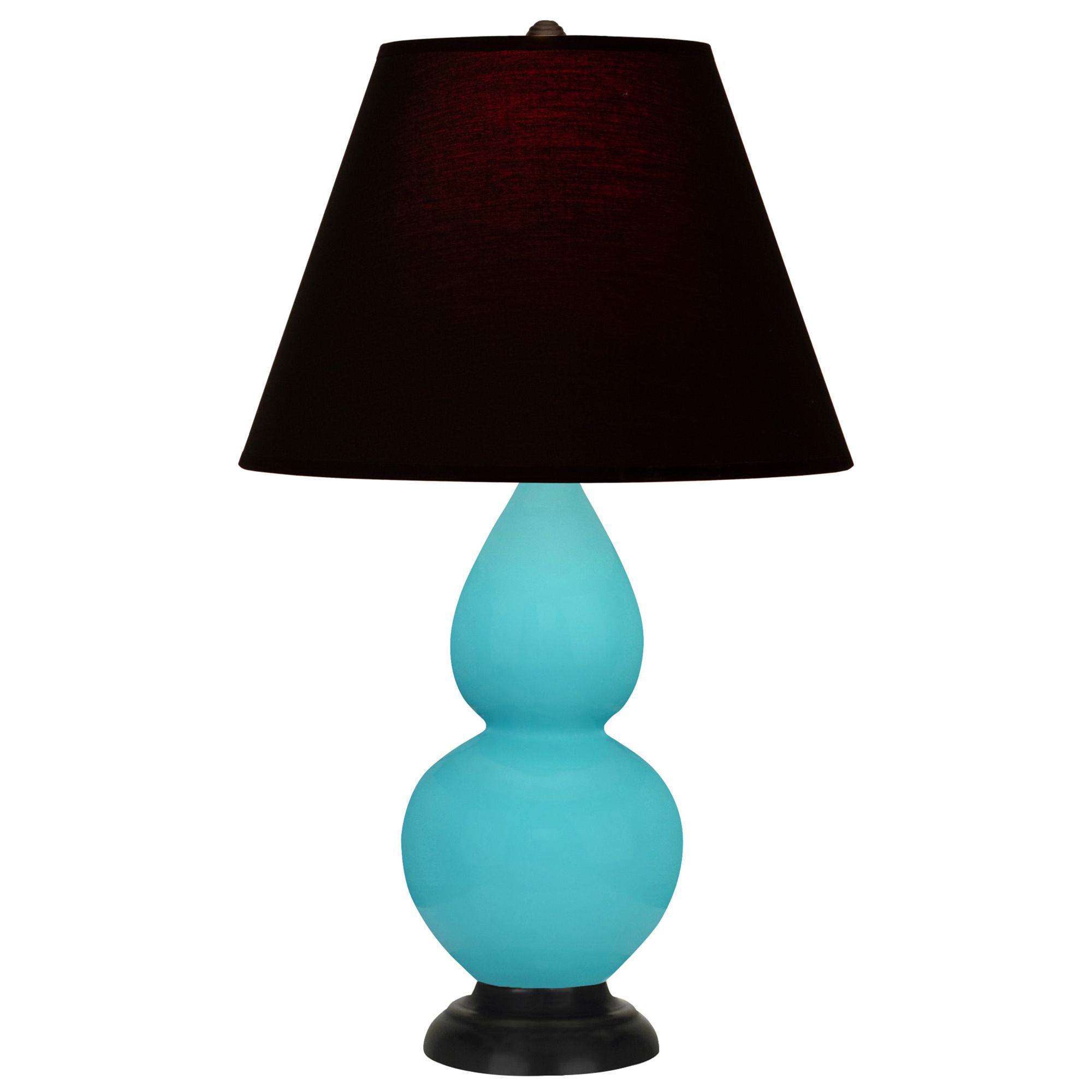 Image 2 Double Gourd 22.75"H Egg Blue And Bronze Lamp w/ Ink Black Shade more views