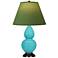 Double Gourd 22.75"H Egg Blue And Bronze Lamp w/ Tea Green Shade