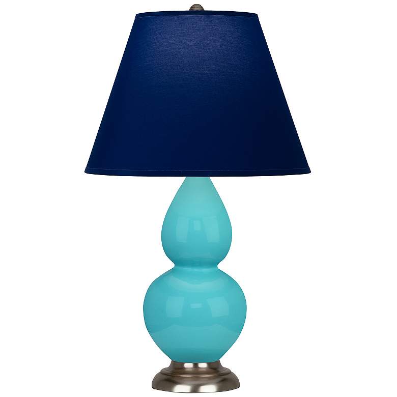 Image 1 Double Gourd 22.75"H Egg Blue And Silver Accent Lamp w/ Navy Shade