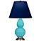 Double Gourd 22.75"H Egg Blue And Silver Accent Lamp w/ Navy Shade