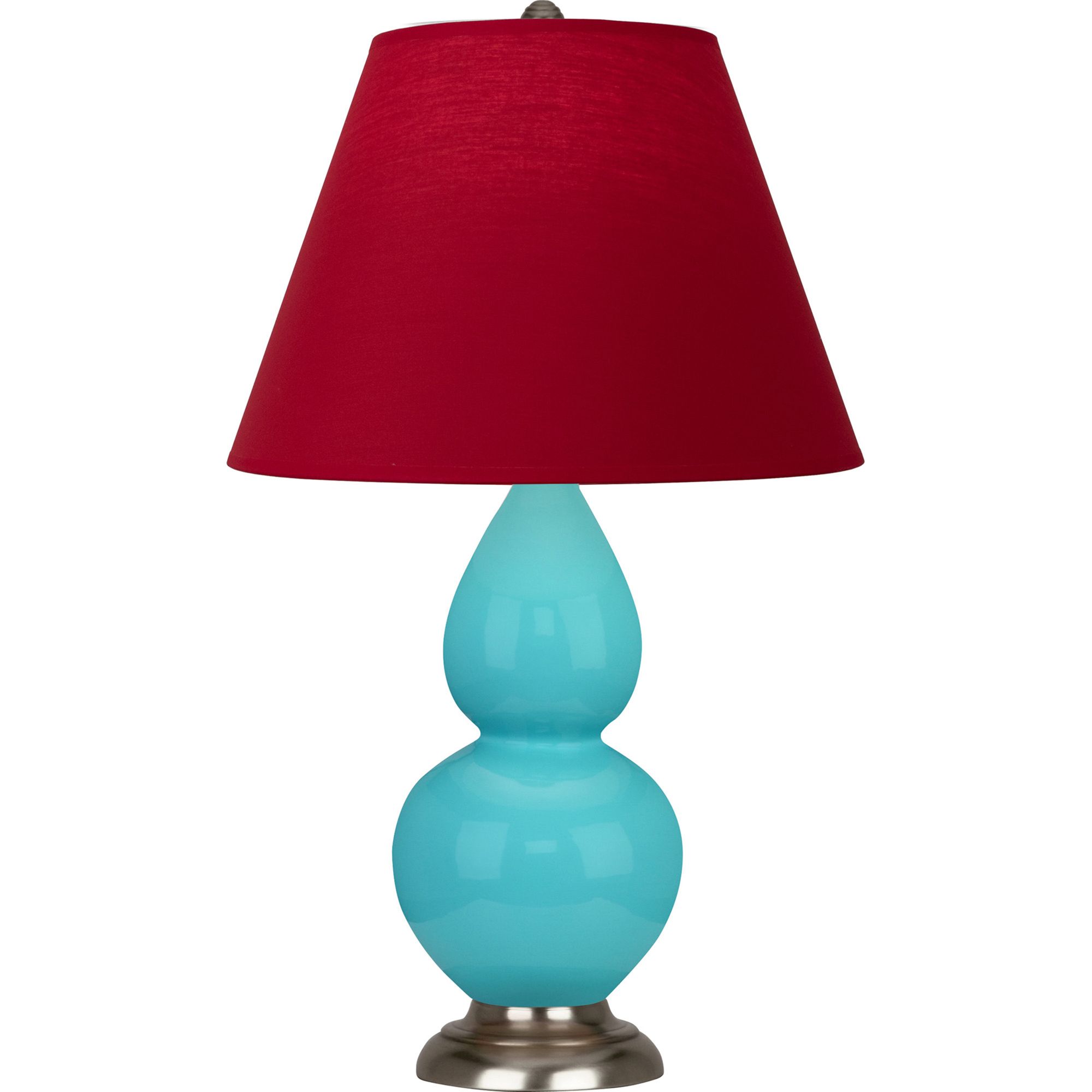 Image 2 Double Gourd 22.75"H Egg Blue And Silver Accent Lamp w/ Rose Red Shade more views