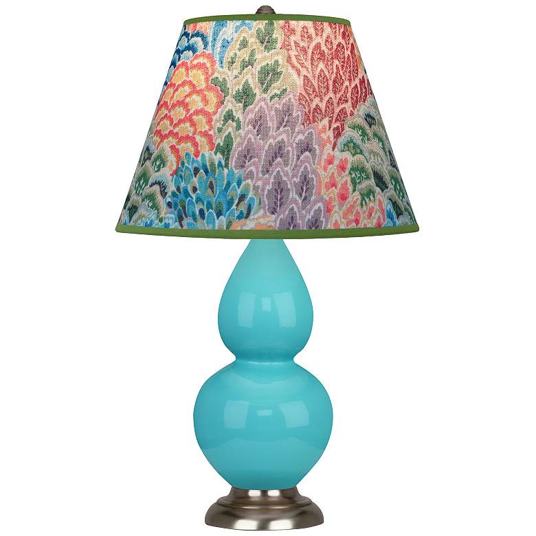 Image 1 Double Gourd 22.75"H Egg Blue And Silver Accent Lamp w/ Spring Shade