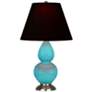 Double Gourd 22.75"H Egg Blue And Silver Lamp w/ Ink And Rose Shade