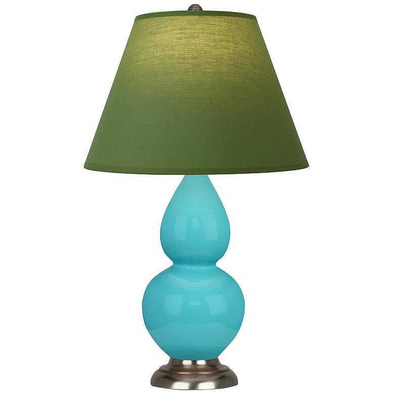 Image 1 Double Gourd 22.75"H Egg Blue And Silver Lamp w/ Tea And Taupe Shade