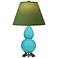 Double Gourd 22.75"H Egg Blue And Silver Lamp w/ Tea And Taupe Shade